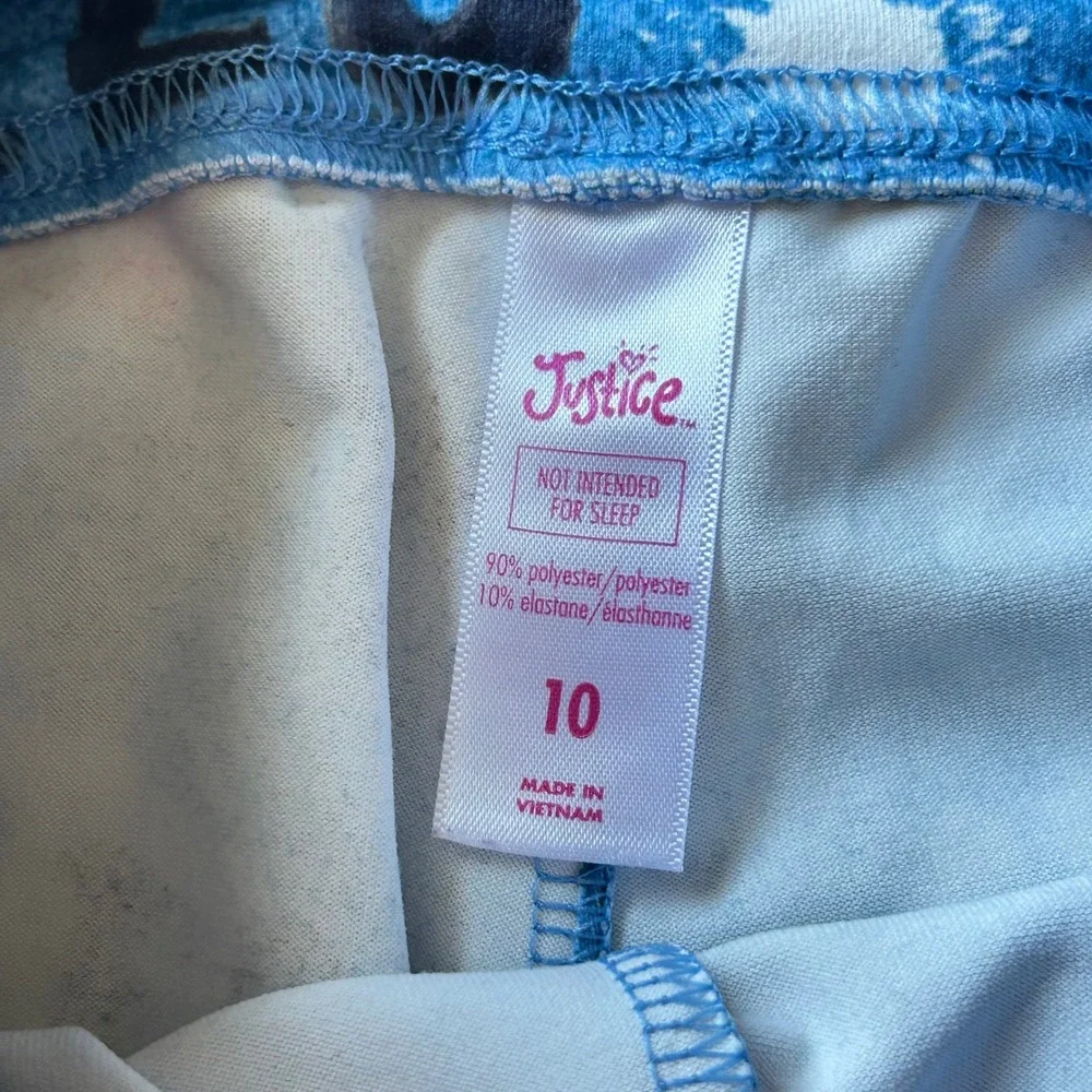Justice Girls Blue Graphic Leggings Girls Are Strong Fearless‎ Size 10